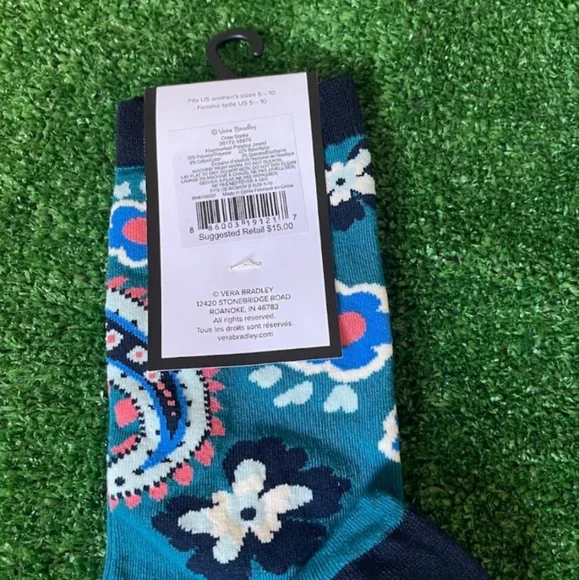 NWT Women's Vera Bradley Haymarket Paisley Jewel Crew Socks - Picture 6 of 7